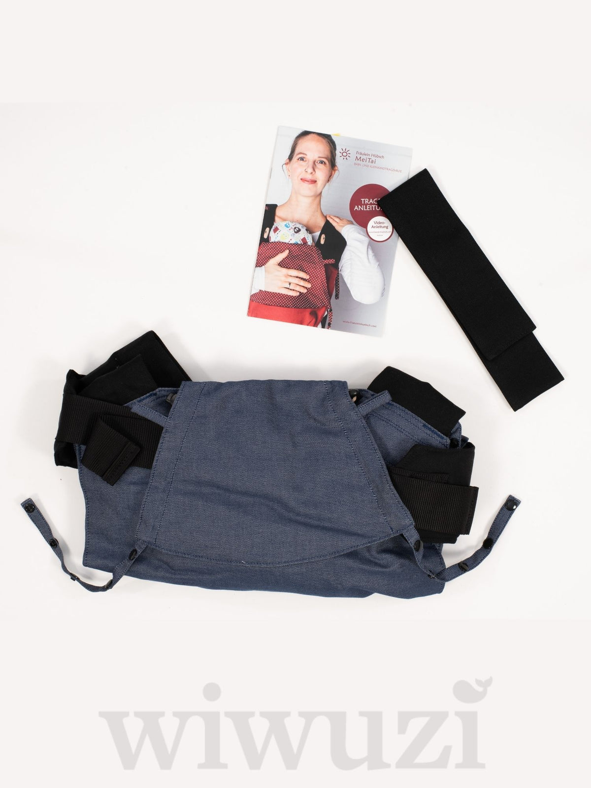 Fräulein Hübsch Mei Tai Denim – Lieferumfang mit Trage, Brustgurt und Stoffbeutel