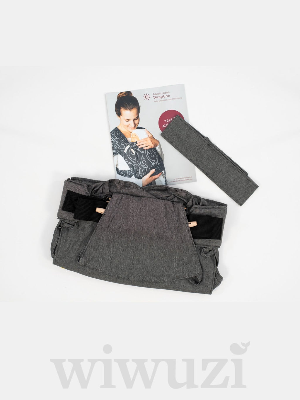 Fräulein Hübsch WrapCon Babysize Graphite – Lieferumfang mit Trage und Stoffbeutel